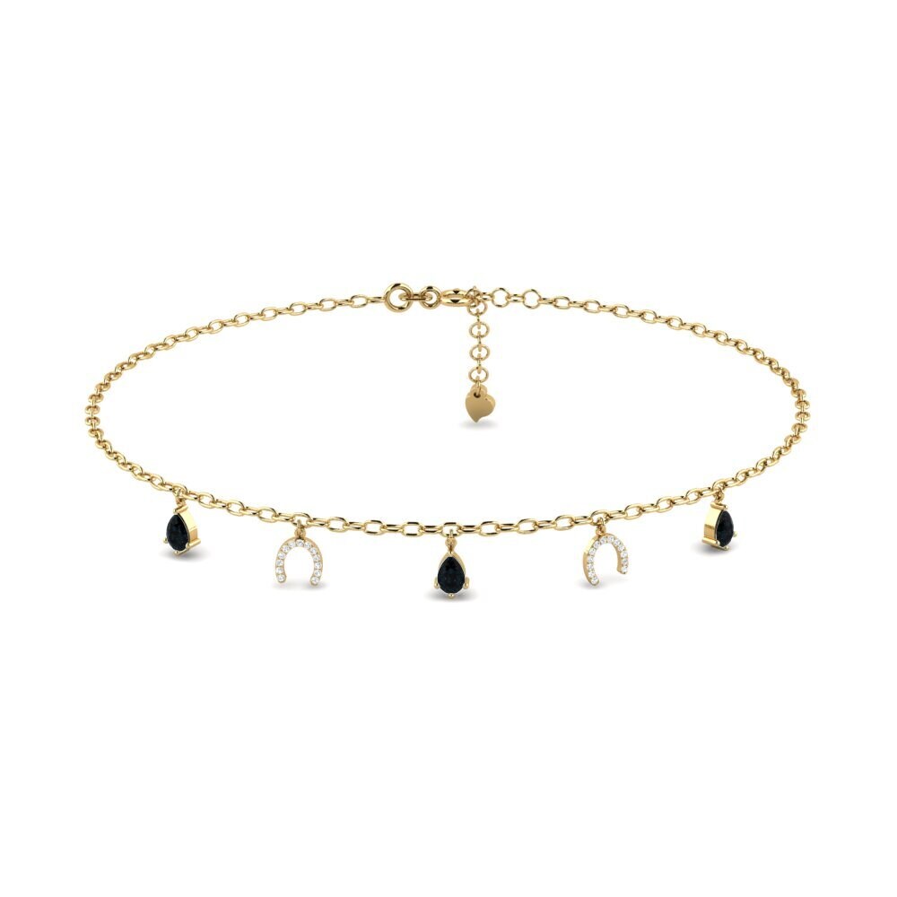 14ct Yellow Gold Black Opal Women's Anklet Markas