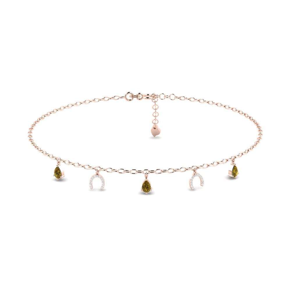9ct Rose Gold Brown Zircon Women's Anklet Markas
