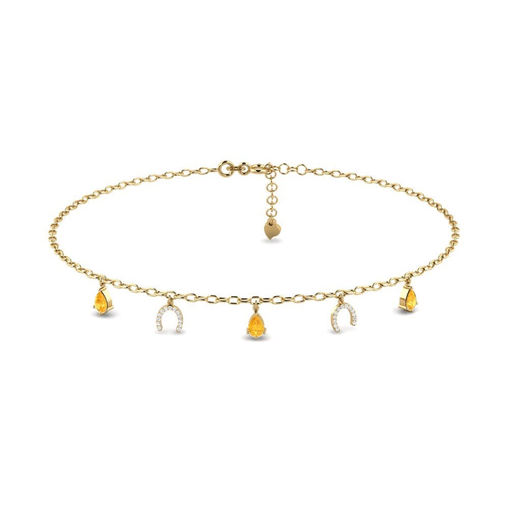 14ct Yellow Gold Citrine Women's Anklet Markas