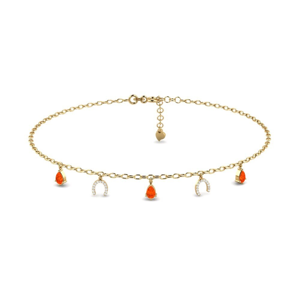 14ct Yellow Gold Fire Opal Women's Anklet Markas