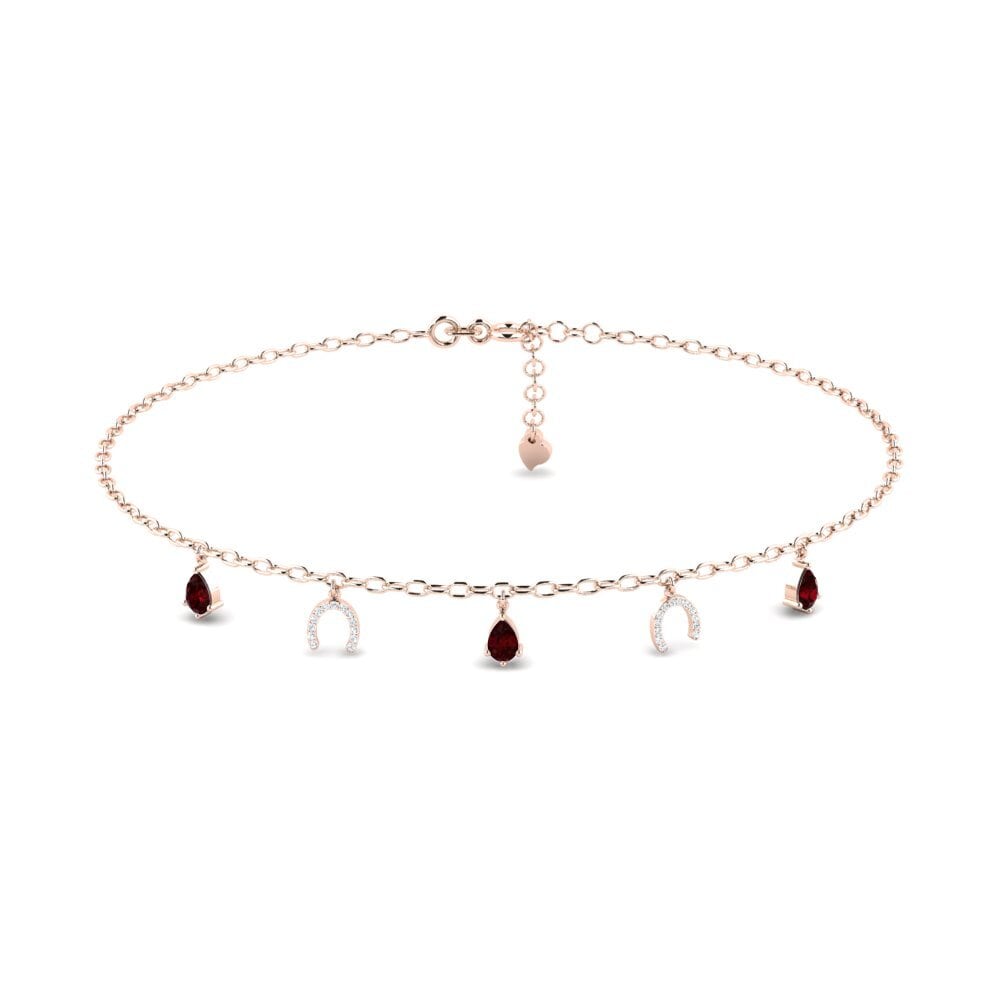 9ct Rose Gold Garnet Women's Anklet Markas