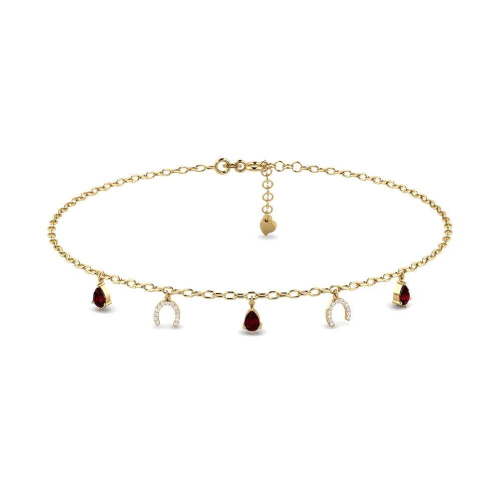 14k Oro Amarillo Granate Tobillera de mujer Markas