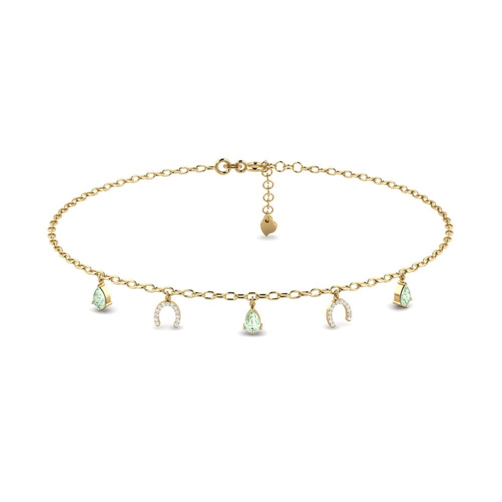 14ct Yellow Gold Green Amethyst Women's Anklet Markas