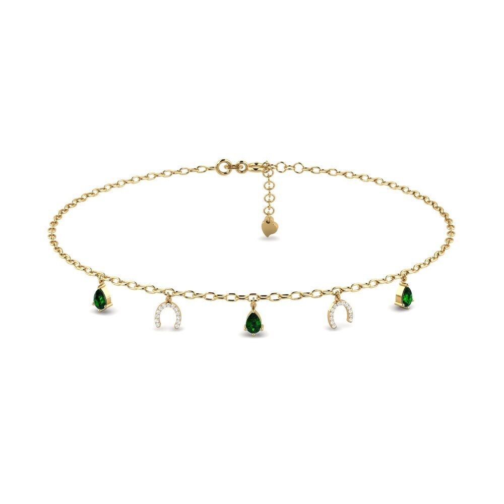 14ct Yellow Gold Green Tourmaline Women's Anklet Markas
