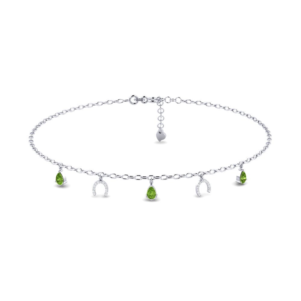 18ct White Gold Peridot Women's Anklet Markas