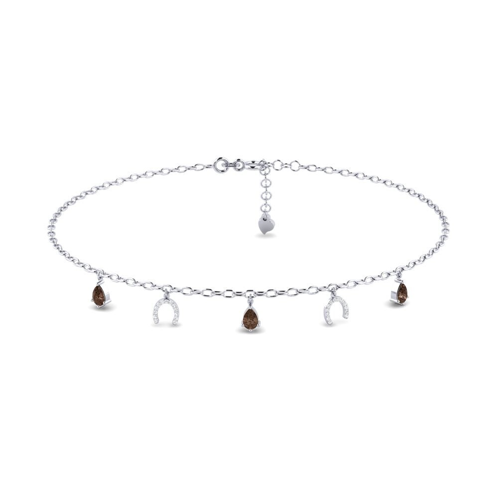 18ct White Gold Smoky Quartz Women's Anklet Markas