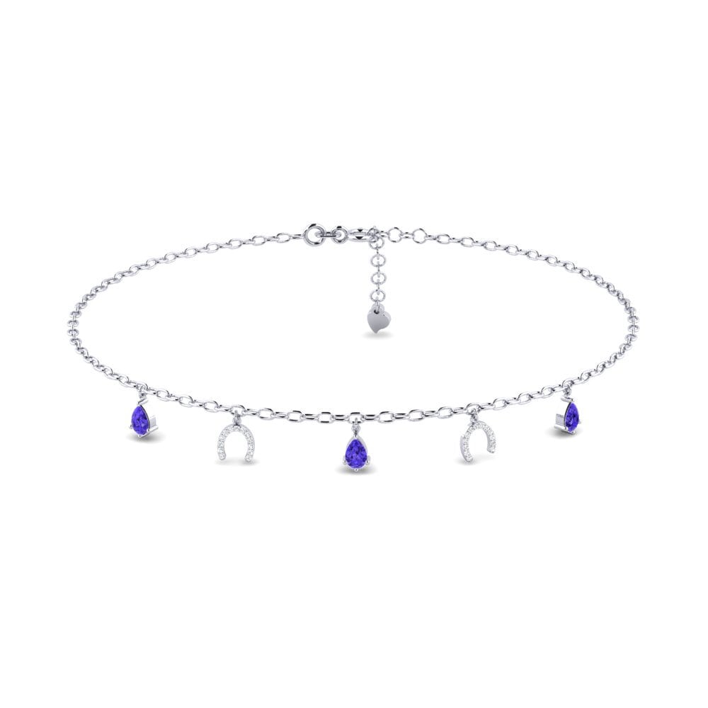 18ct White Gold Tanzanite Women's Anklet Markas