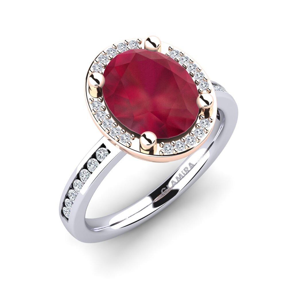 14ct White & Rose Gold Ruby Engagement Ring Markina