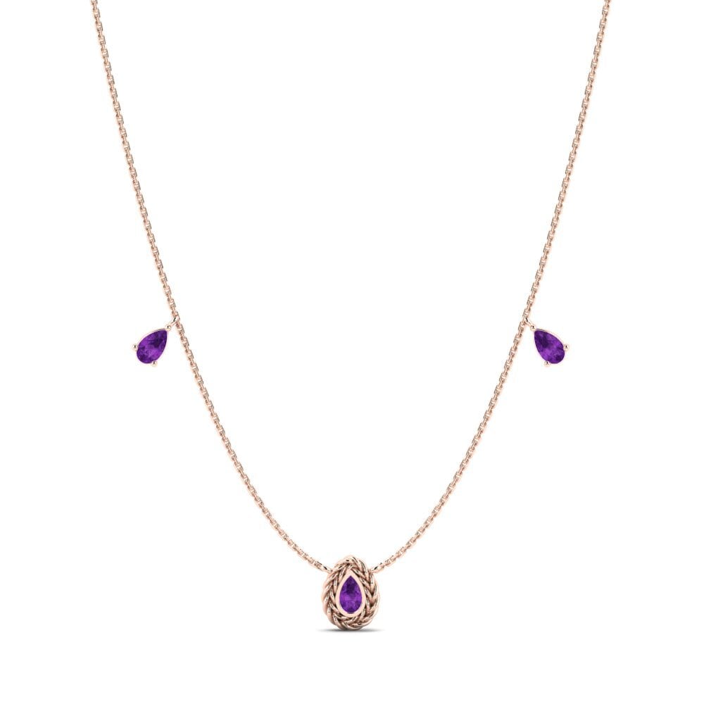 9ct Rose Gold Amethyst Women's Necklace Markng