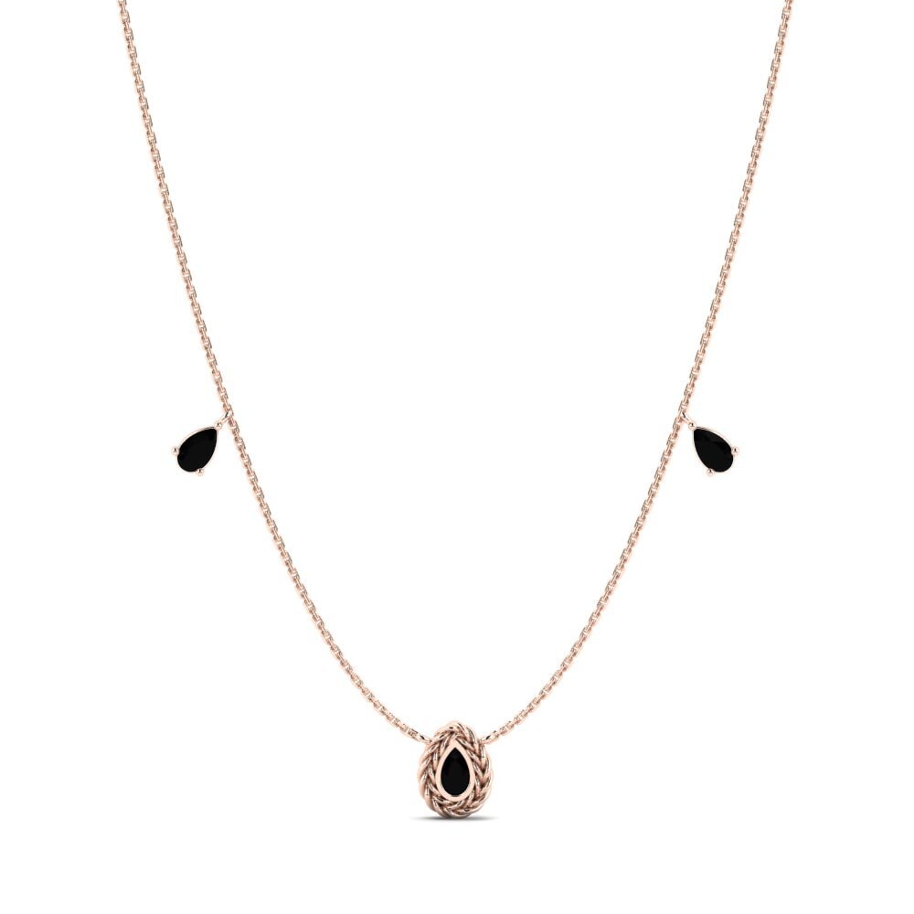 9ct Rose Gold Black Diamond Women's Necklace Markng
