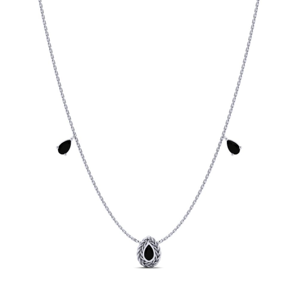 White Silver Black Diamond Women's Necklace Markng