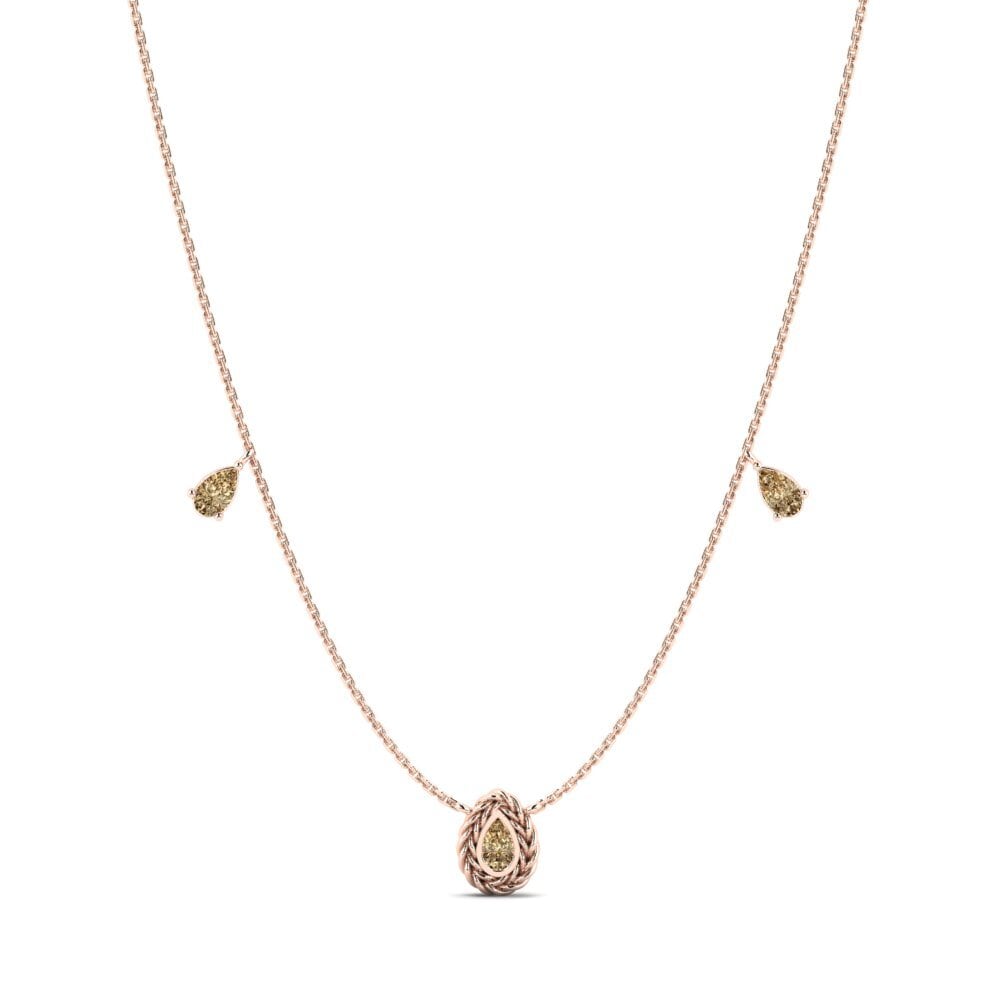 9ct Rose Gold Brown Diamond Women's Necklace Markng