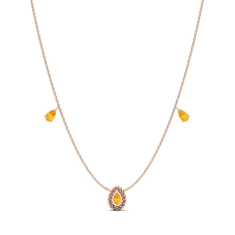 9ct Rose Gold Citrine Women's Necklace Markng
