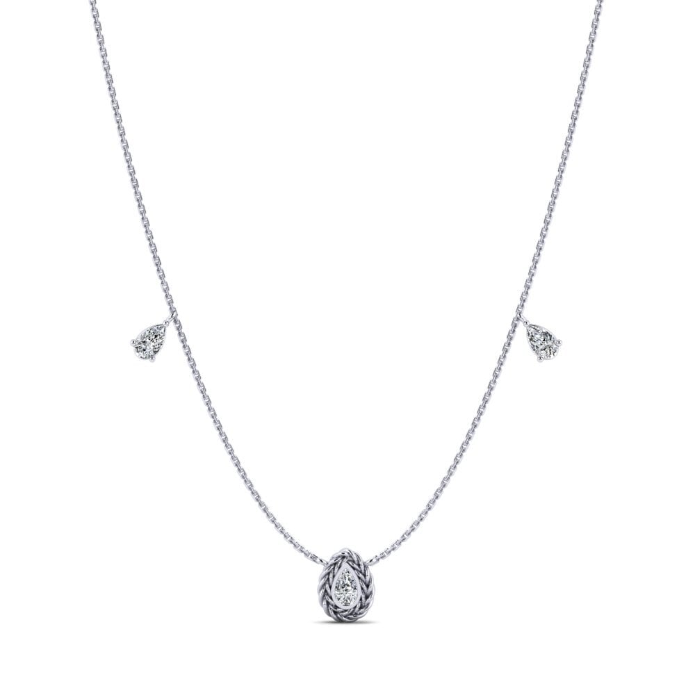 9ct White Gold Zirconia Women's Necklace Markng