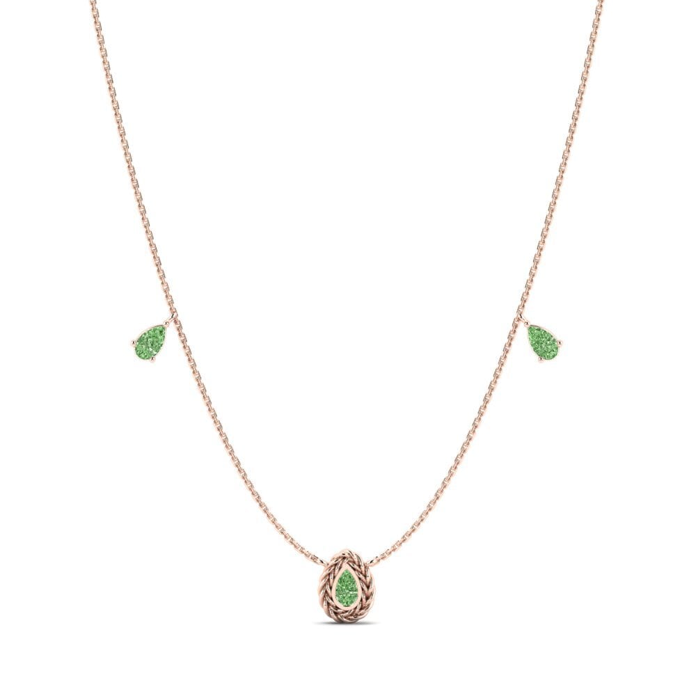 18ct Rose Gold Green Diamond Women's Necklace Markng