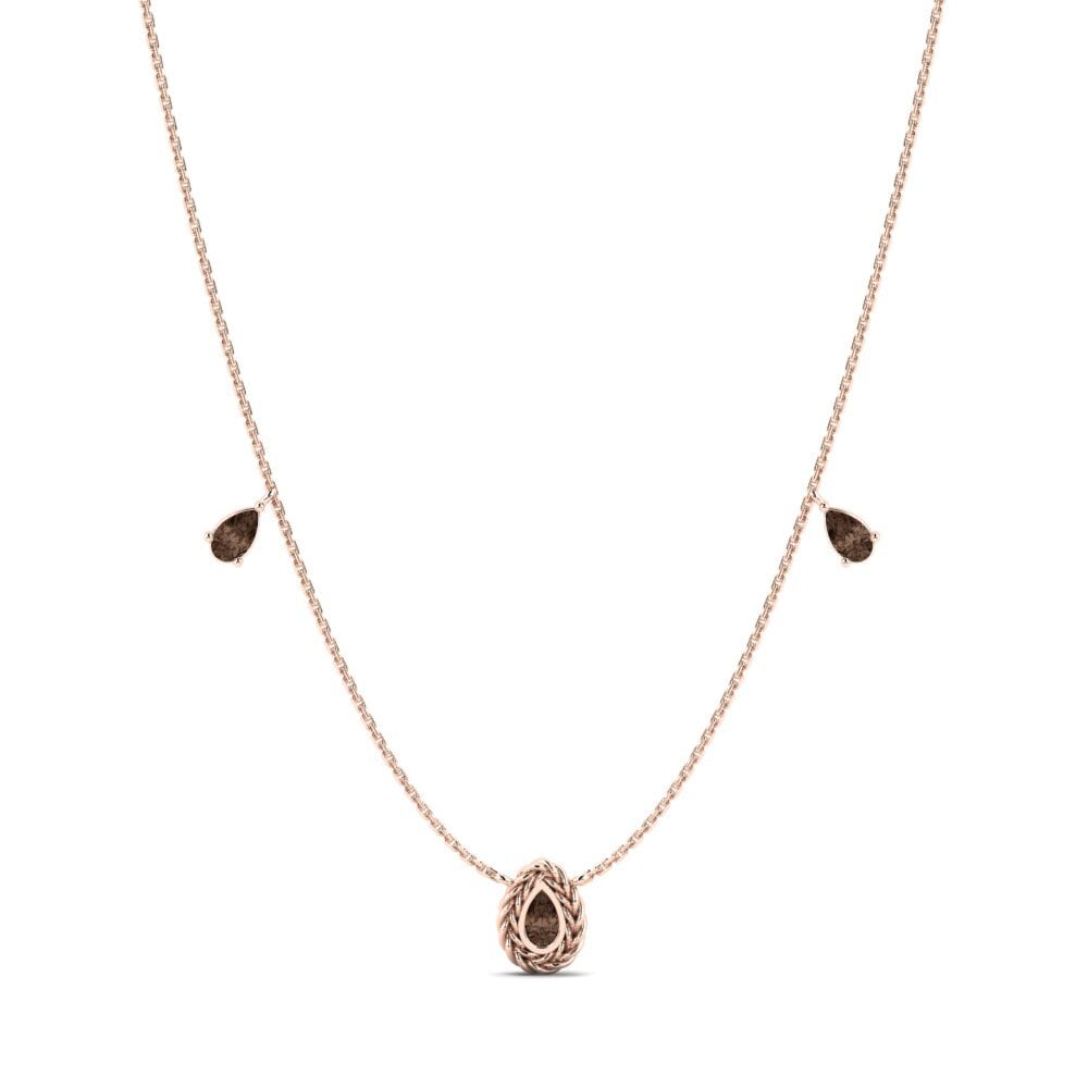 9ct Rose Gold Smoky Quartz Women's Necklace Markng