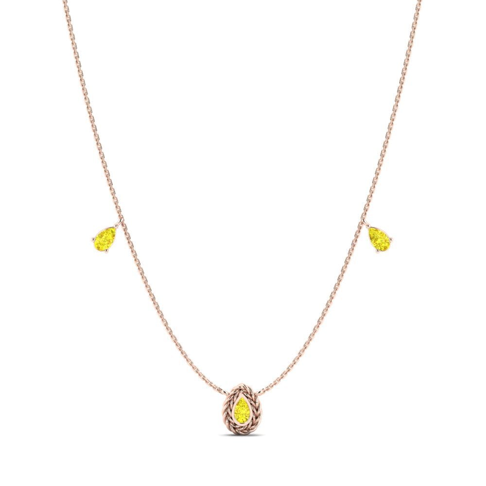 9ct Rose Gold Yellow Sapphire Women's Necklace Markng
