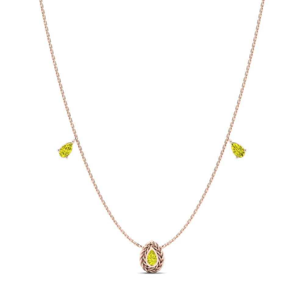 9ct Rose Gold Yellow Diamond Women's Necklace Markng