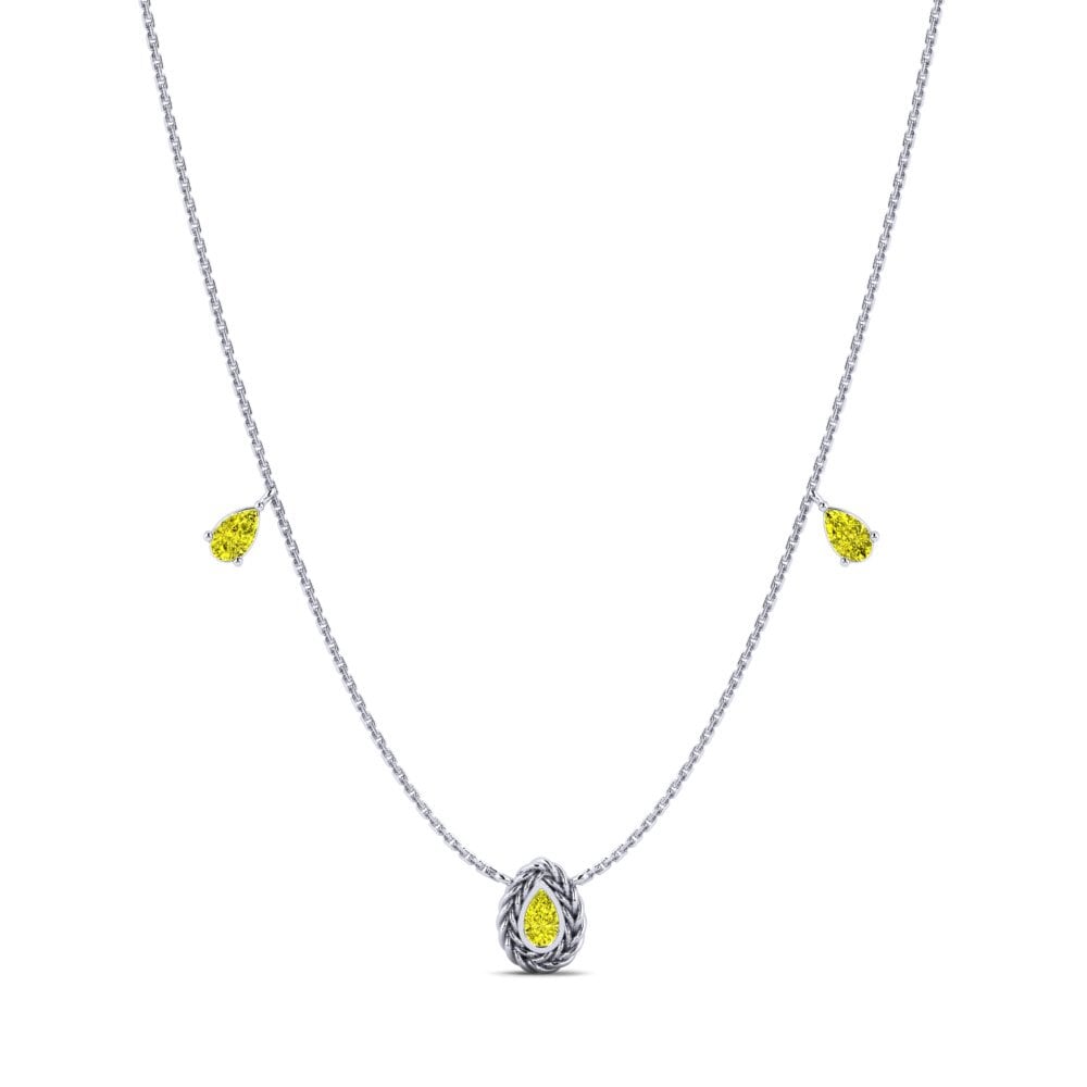 9ct White Gold Yellow Diamond Women's Necklace Markng