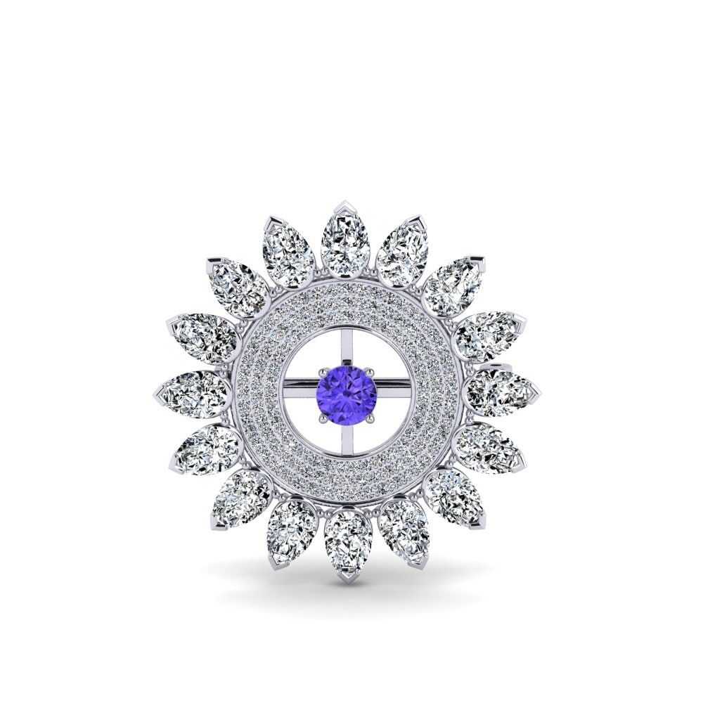 14ct White Gold Tanzanite Brooch Marlan