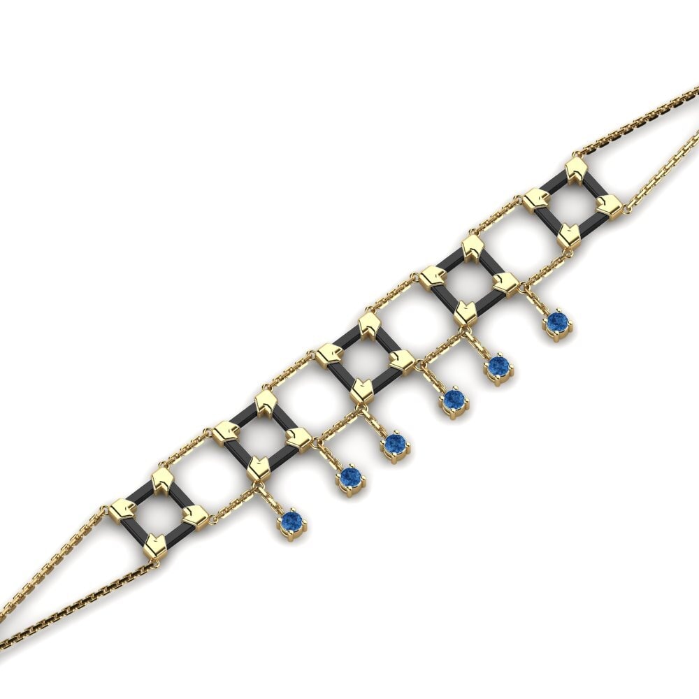 9ct Yellow Gold Dark Blue Zirconia Women's Bracelet Marleenuh