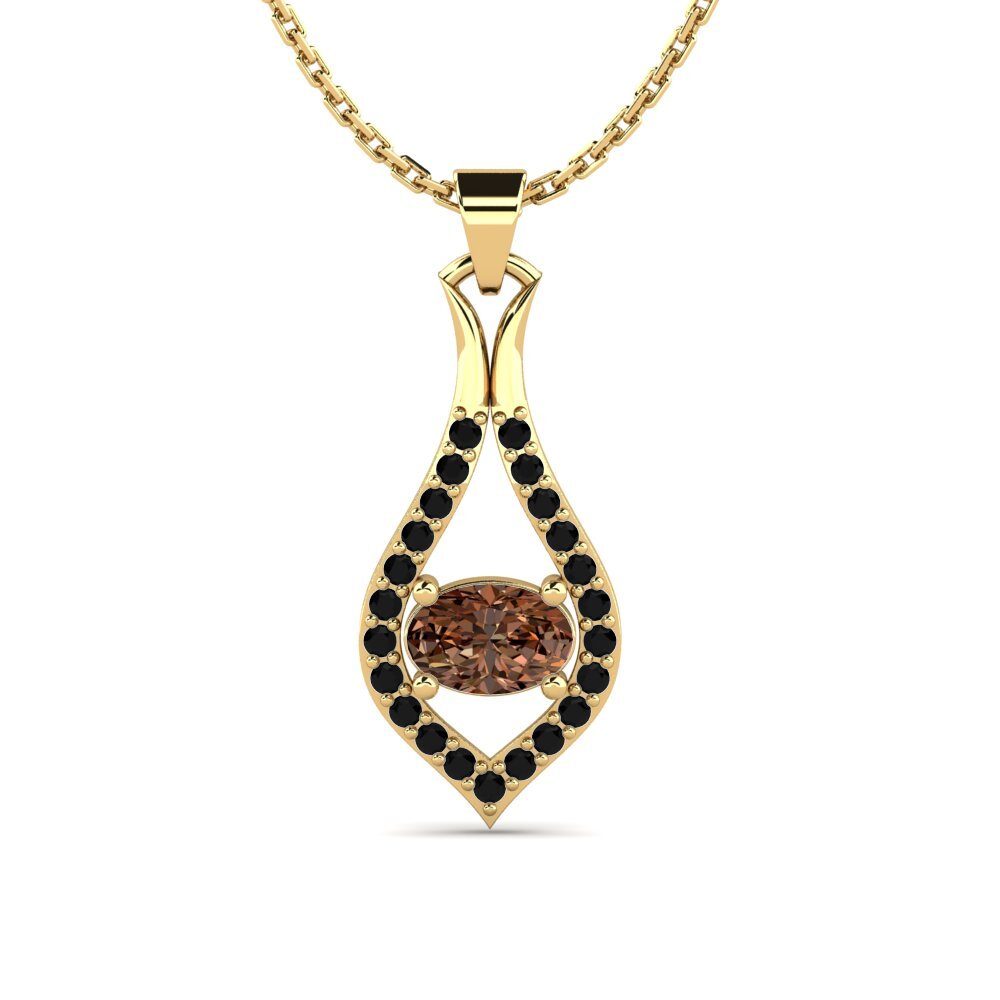 14k Yellow Gold Brown Diamond Women's Pendant Marlisa