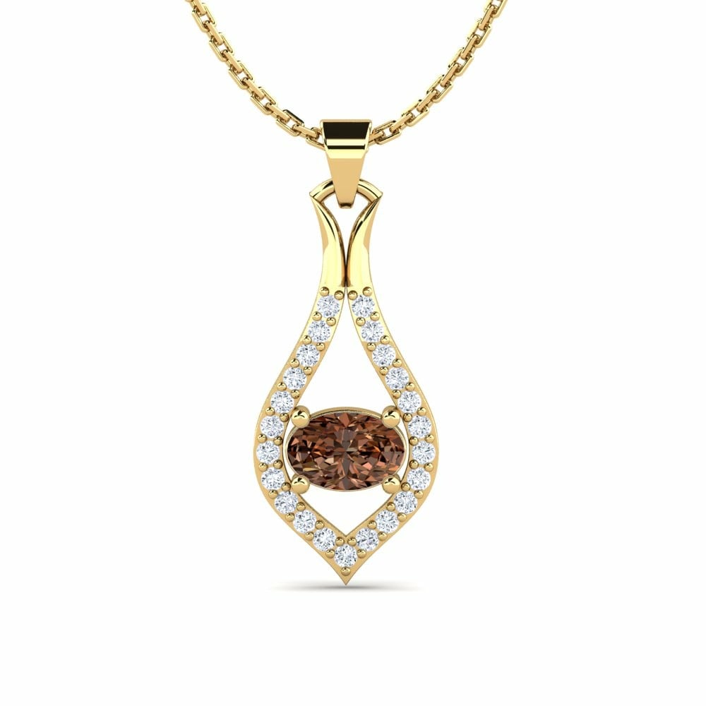 Fashion Necklaces GLAMIRA Pendant Marlisa 585 Yellow Gold Brown Diamond