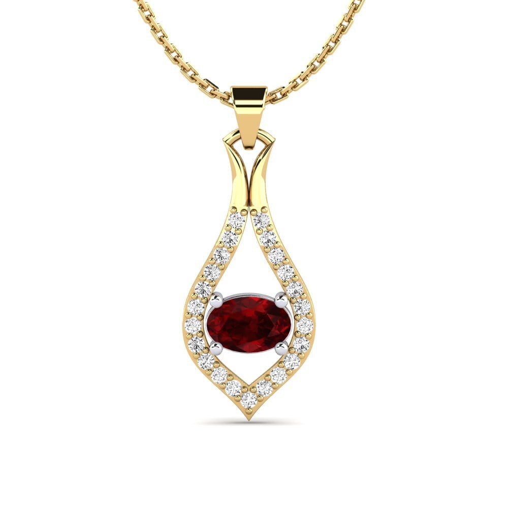 18k Oro Amarillo & Blanco Granate Colgante de Mujer Marlisa