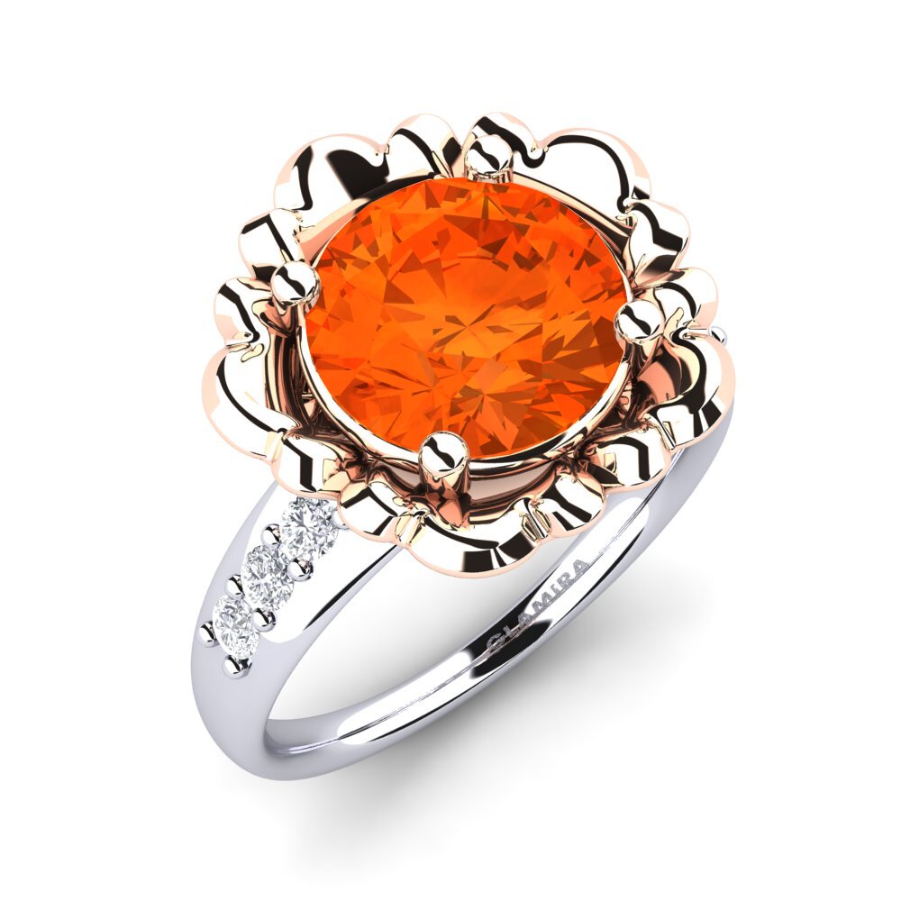 14ct Rose & White Gold Fire Opal Ring Marnie
