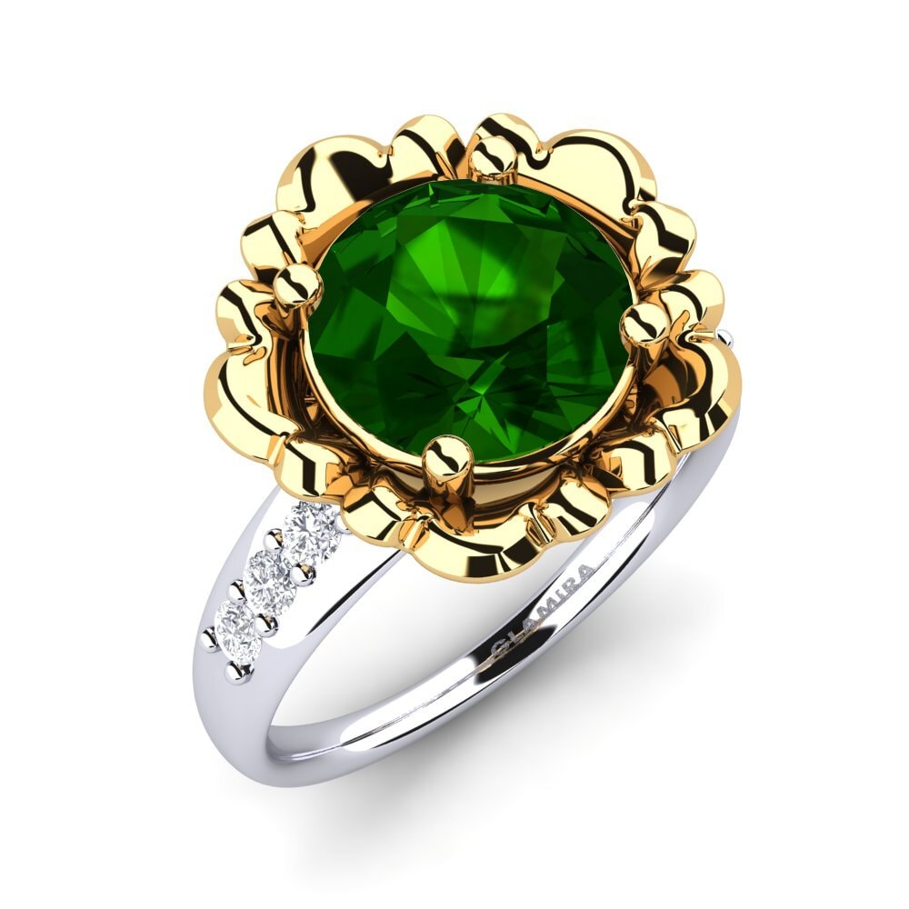9ct Yellow & White Gold Green Tourmaline Ring Marnie