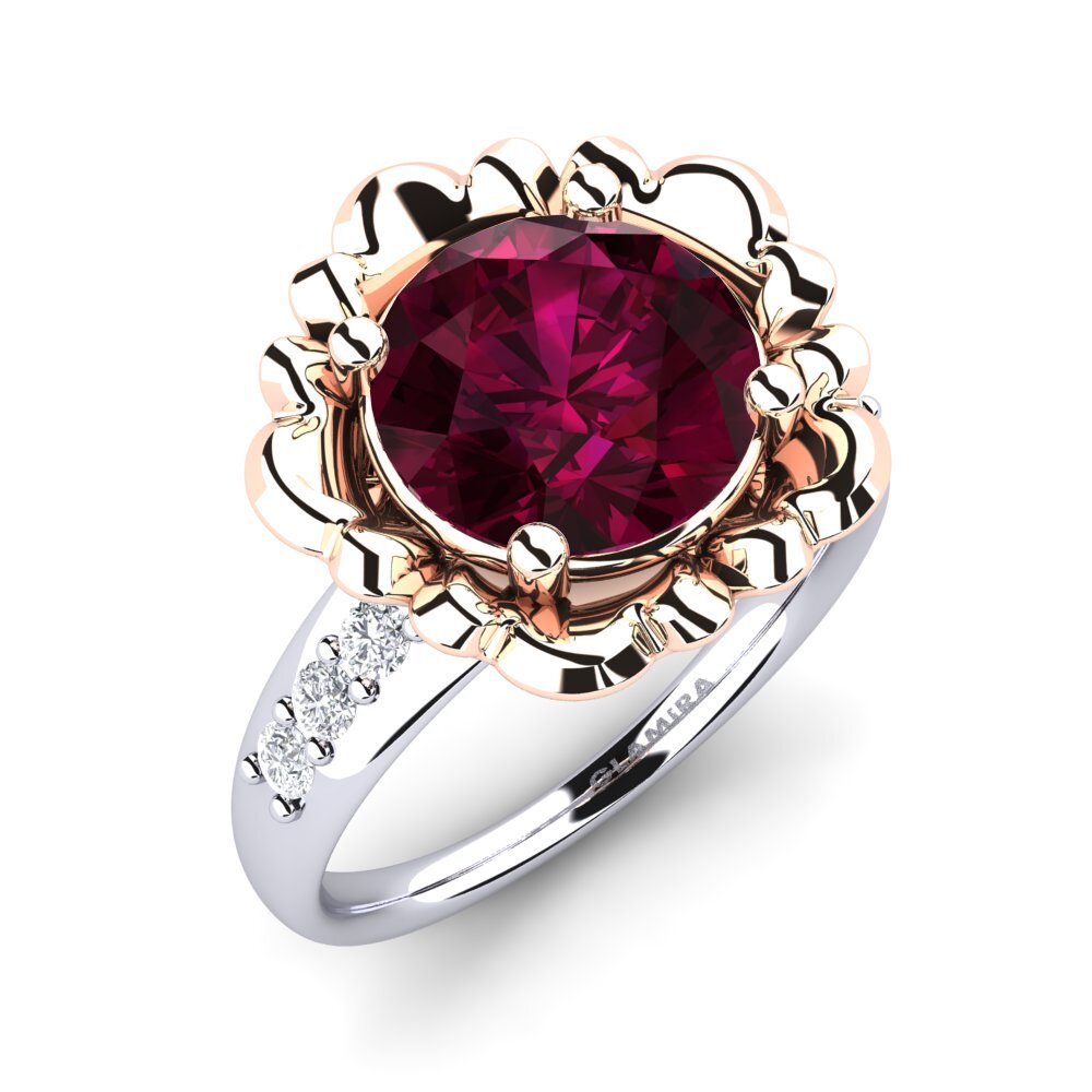 9ct Rose & White Gold Rhodolite Garnet Ring Marnie