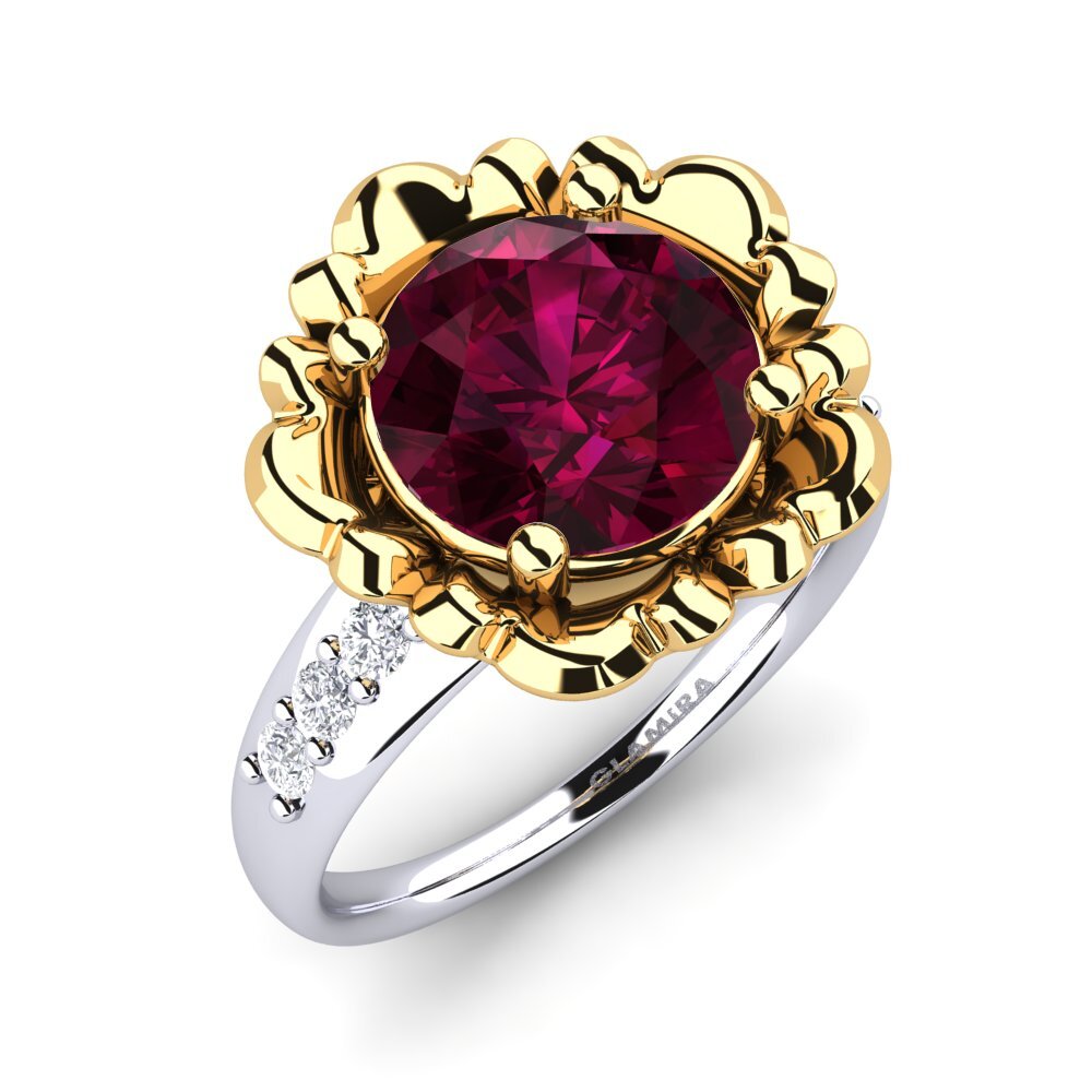 9ct Yellow & White Gold Rhodolite Garnet Ring Marnie
