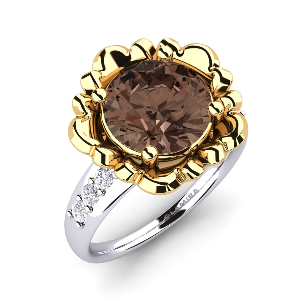 9ct Yellow & White Gold Smoky Quartz Ring Marnie