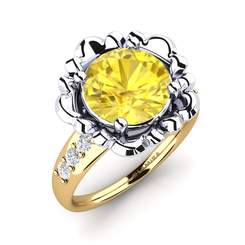 14ct White / Yellow Gold Yellow Sapphire Ring Marnie