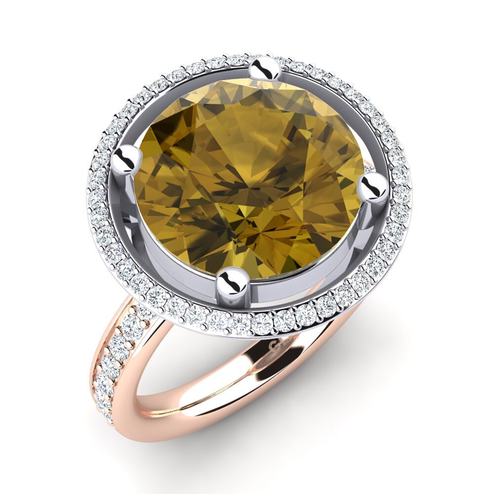 14ct Rose & White Gold Brown Zircon Ring Marnisha