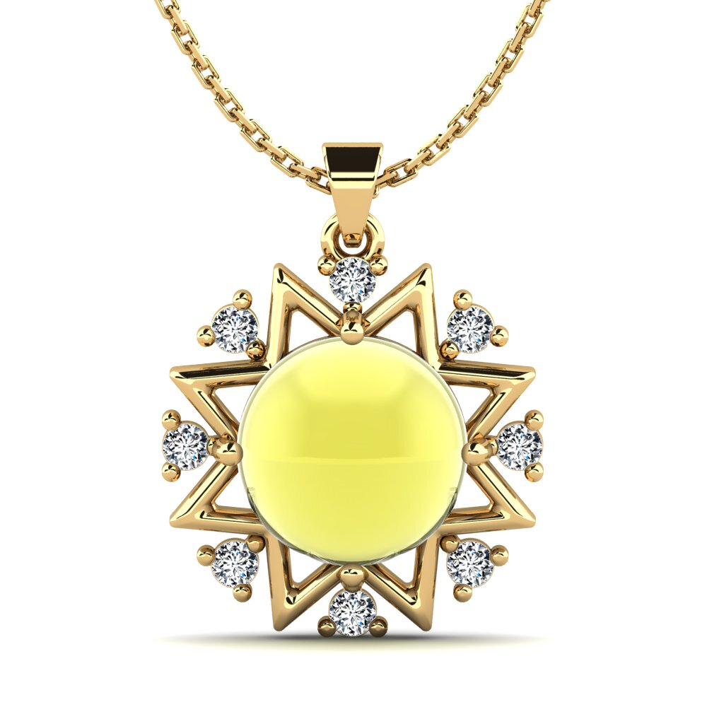 14k Oro Amarillo Topacio Limón Cabujón Colgante de Mujer Marnitta