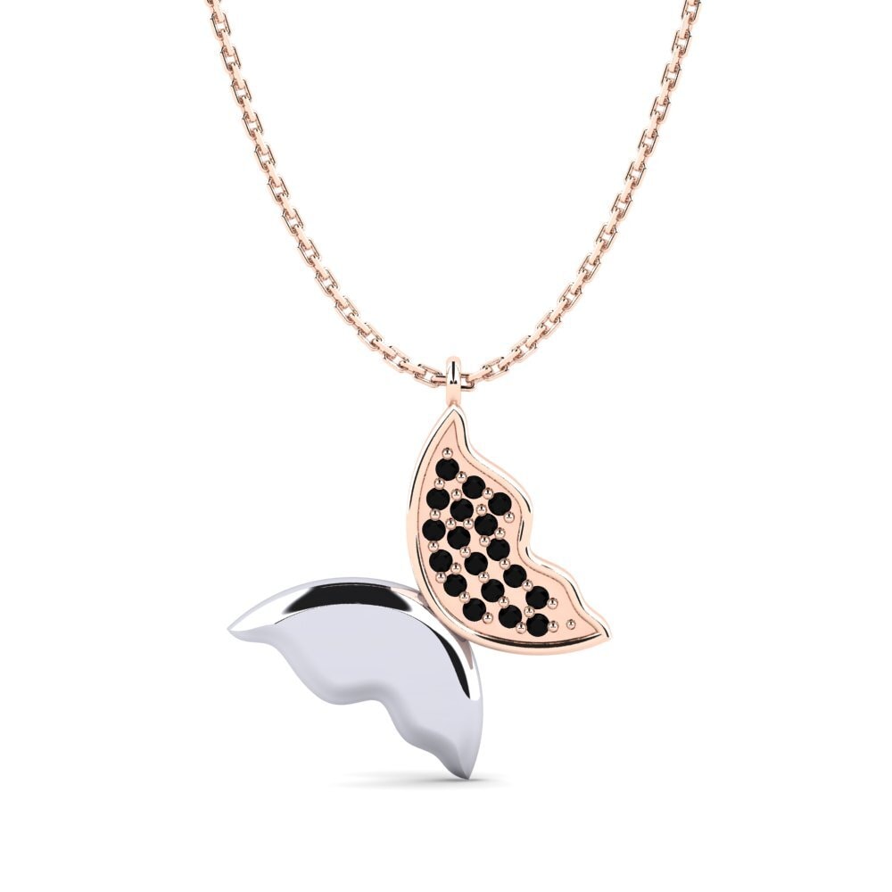 14k Oro Rosa & Blanco Zafiro negro Colgante de Mujer Marrakesh