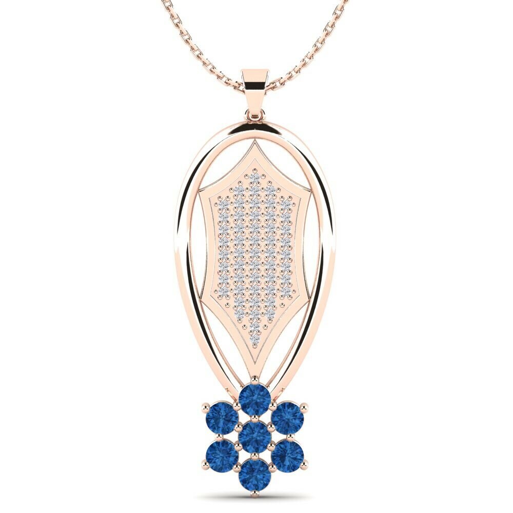 Vàng Hồng 9K Đá Zirconia Xanh Lam Mặt dây chuyền nữ Marrinette