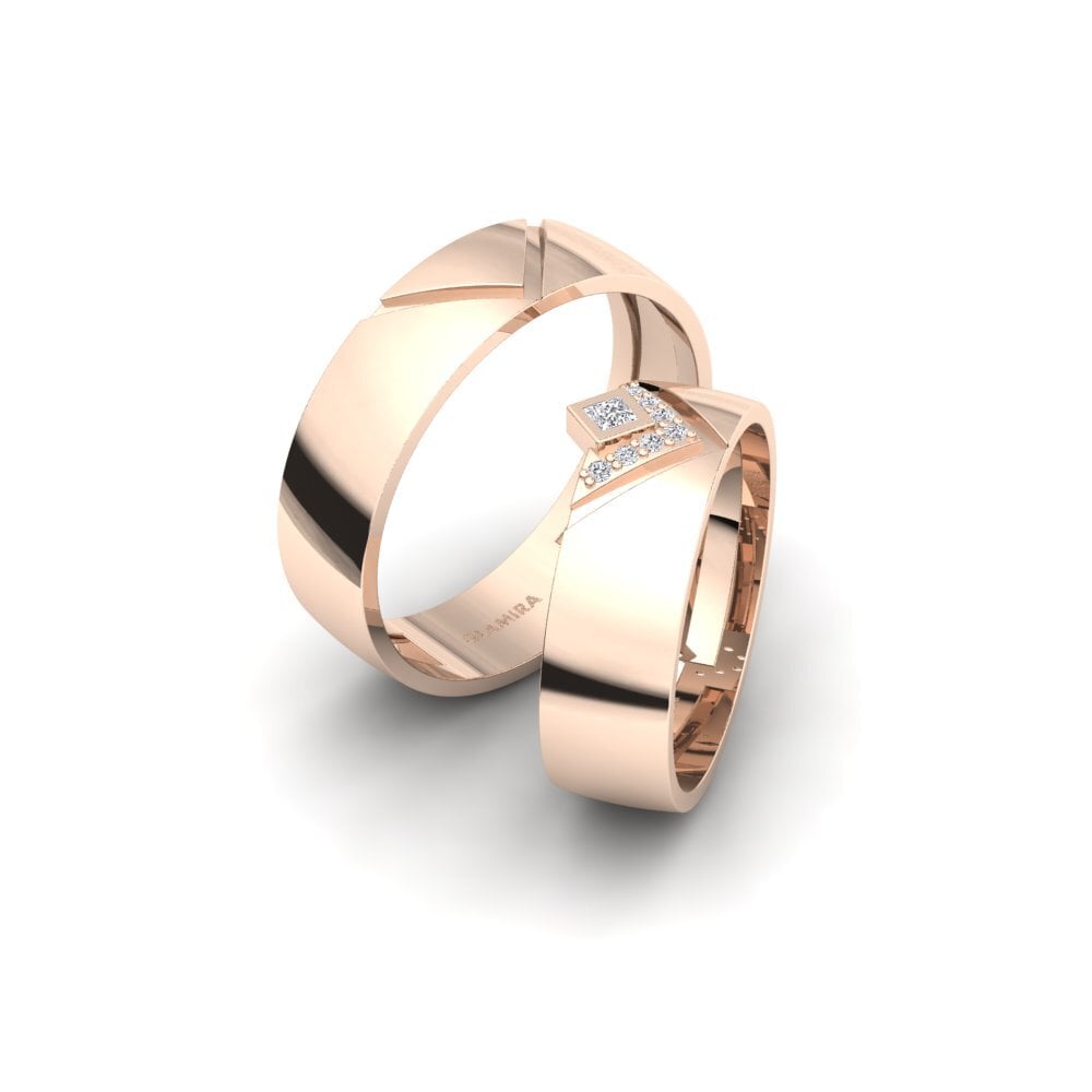 Or rose 14k Diamant Bague de Mariage Marseiles Pair