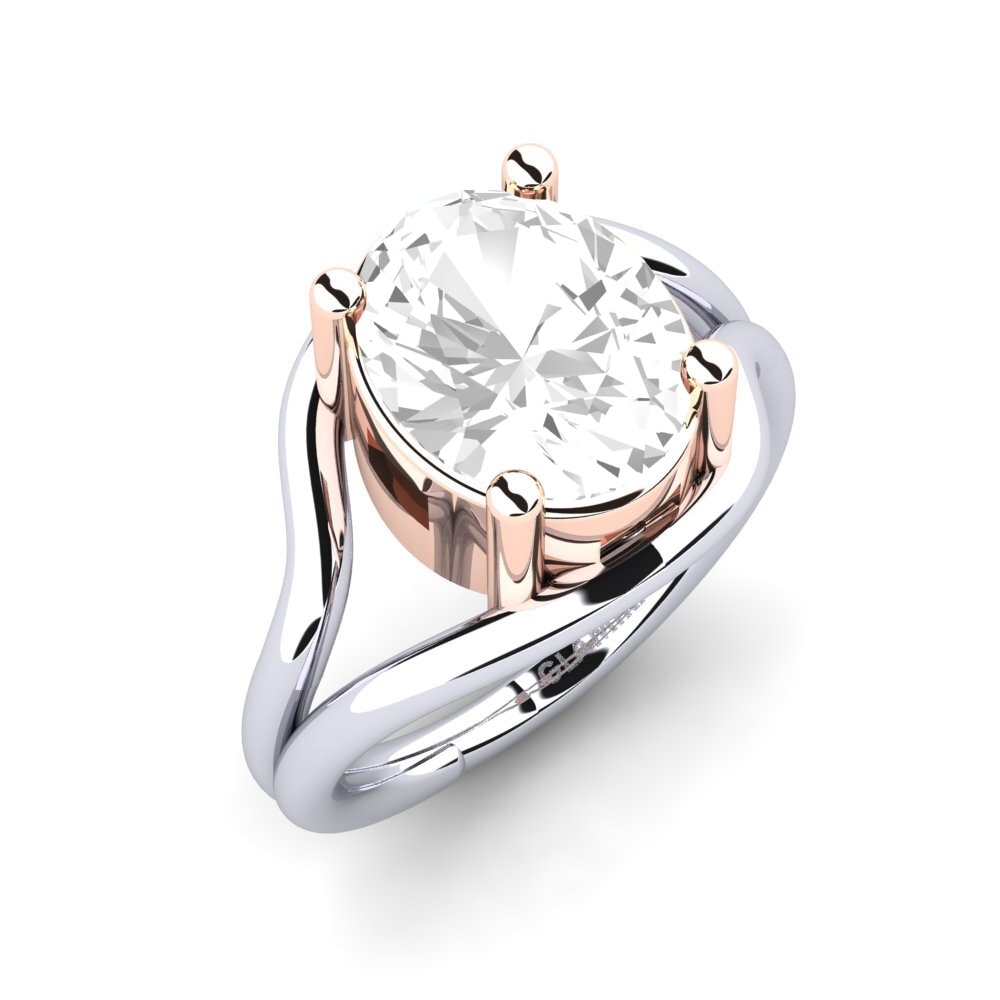 18ct White & Rose Gold White Topaz Engagement Ring Marsetta