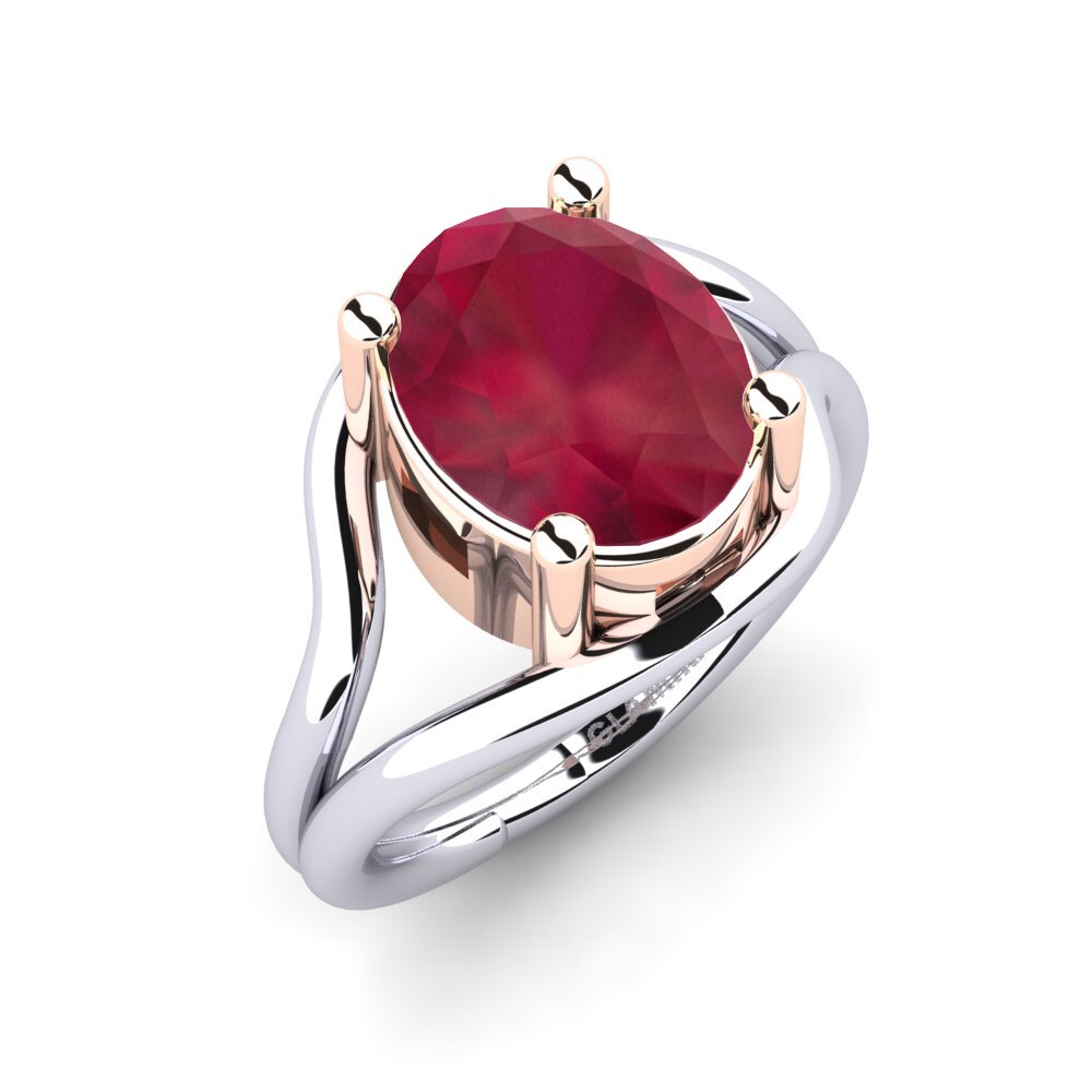 14ct White & Rose Gold Ruby Engagement Ring Marsetta