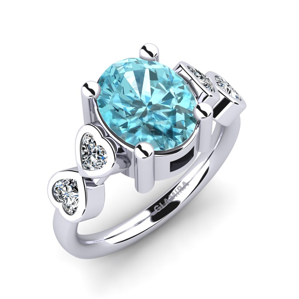Blue Zircon Engagement Ring Marteka