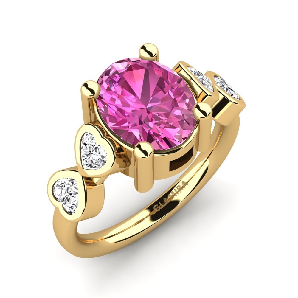 9k Oro Amarillo Topacio Rosa Anillo de compromiso Marteka