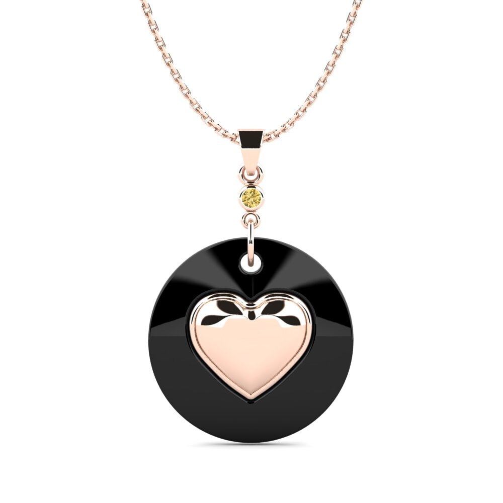 9ct Rose Gold Yellow Diamond Women's Pendant Marten