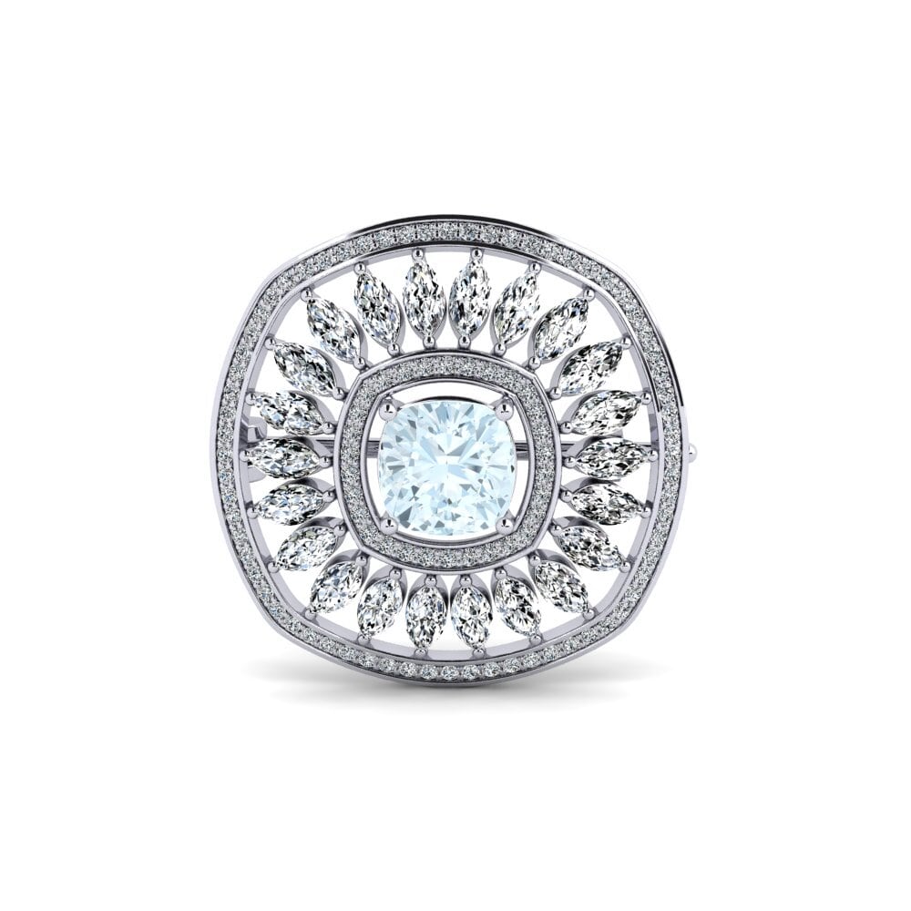 14ct White Gold Aquamarine Brooch Martine
