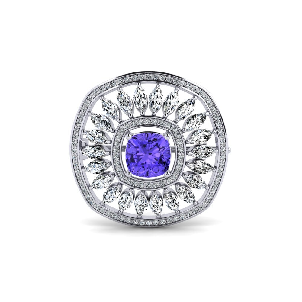 14ct White Gold Tanzanite Brooch Martine