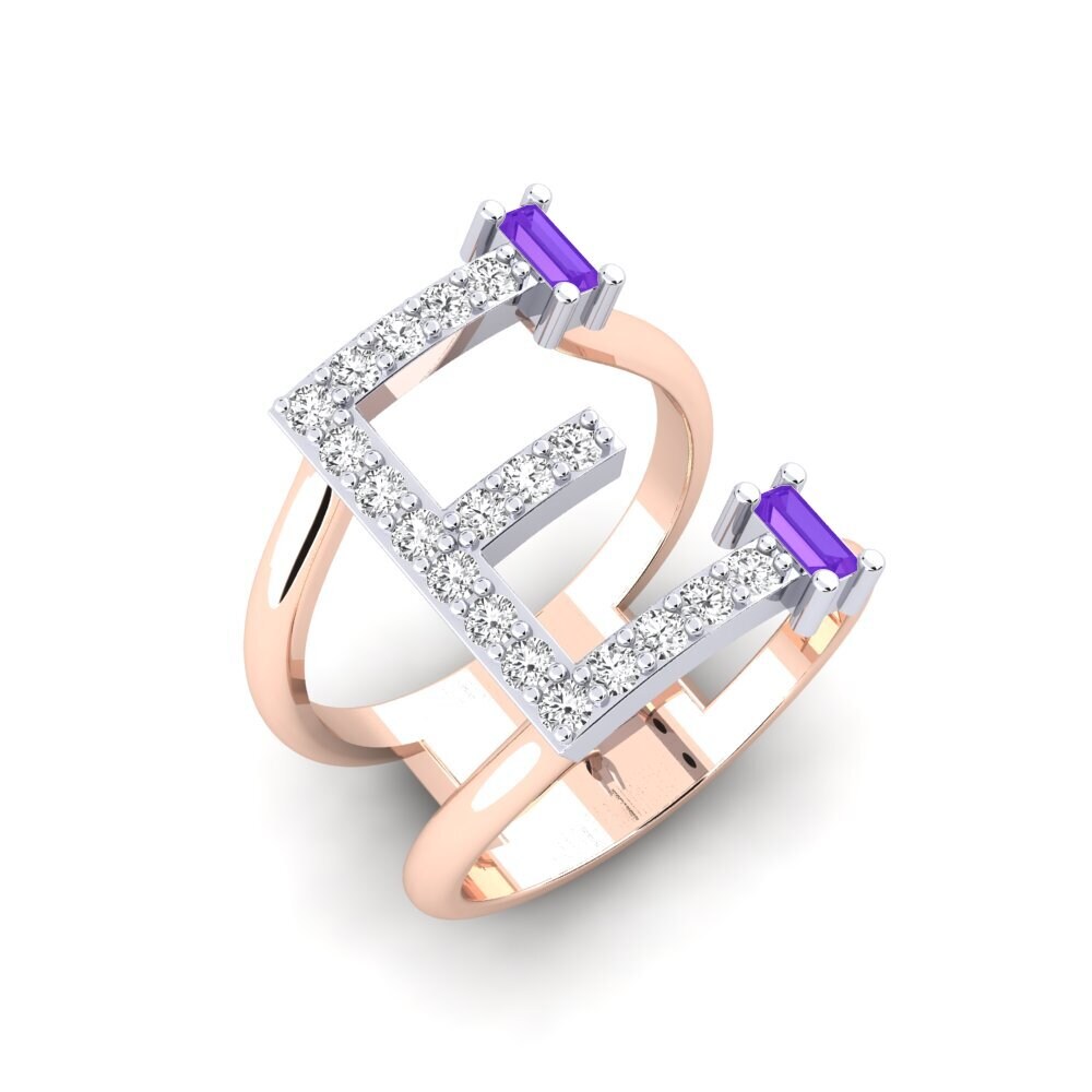 14ct Rose & White Gold Amethyst SYLVIE Ring Martox - E