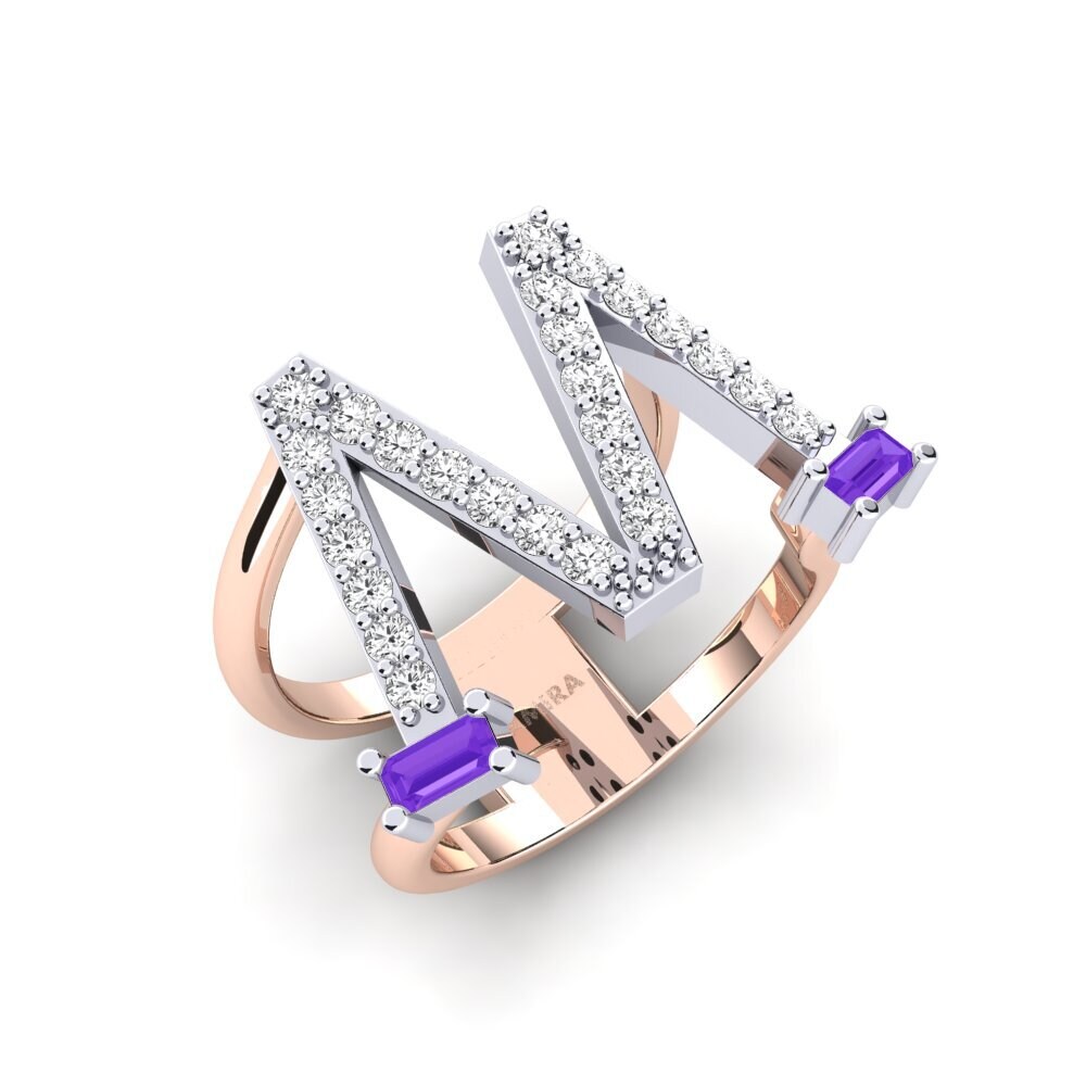 14ct Rose & White Gold Amethyst SYLVIE Ring Martox - M
