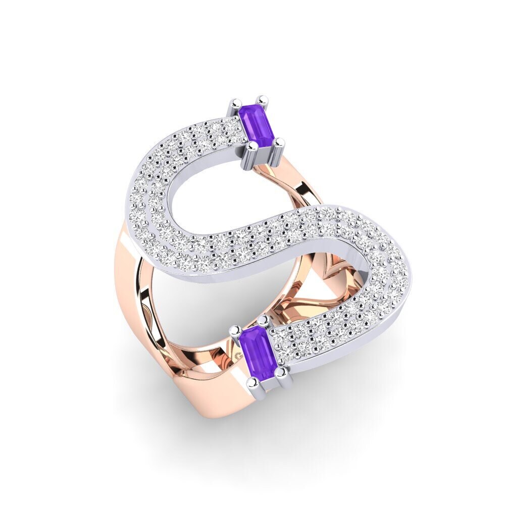 14ct Rose & White Gold Amethyst SYLVIE Ring Martox - S