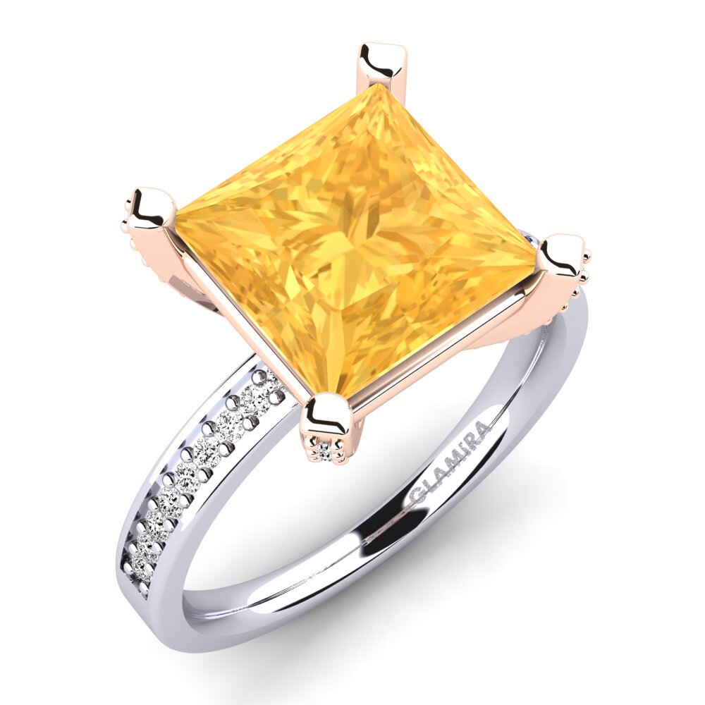 18k Oro Blanco & Rosa Citrino Anillo Martoya